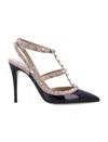 Valentino Garavani Rockstud Caged Ankle Strap Pump In Black