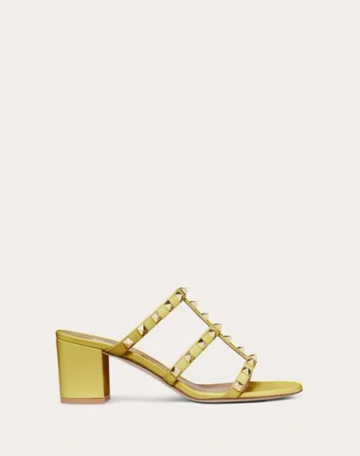 Valentino Garavani Rockstud Calfskin Leather Slide Sandal 60 Mm Woman Lime Sorbet 42 In Lime Sorbet