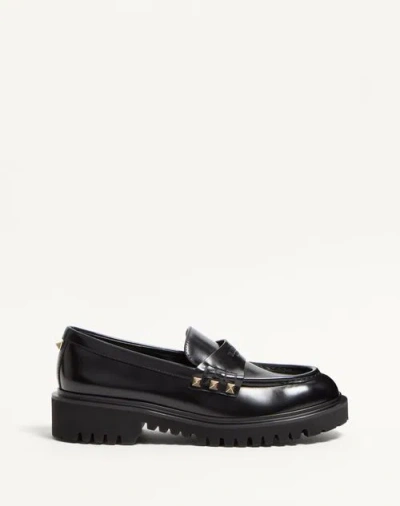 Valentino Garavani Rockstud Calfskin Loafer Woman Black 42