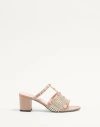 Valentino Garavani Rockstud Calfskin Slide Sandal With Strass Embroidery 60mm Woman Crystal/rose Can In Crystal/rose Cannelle
