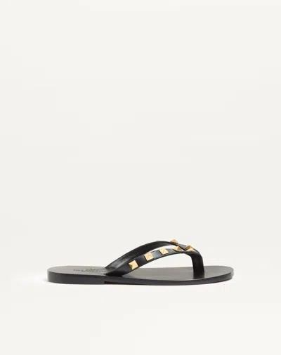 Valentino Garavani Rockstud Calfskin Thong Sandal 05mm Woman Black 40
