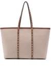 Valentino Rockstud Canvas Medium Tote In Brown