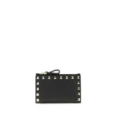 Valentino Garavani Rockstud Card Case In Black