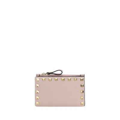 Valentino Garavani Rockstud Card Case In Pink
