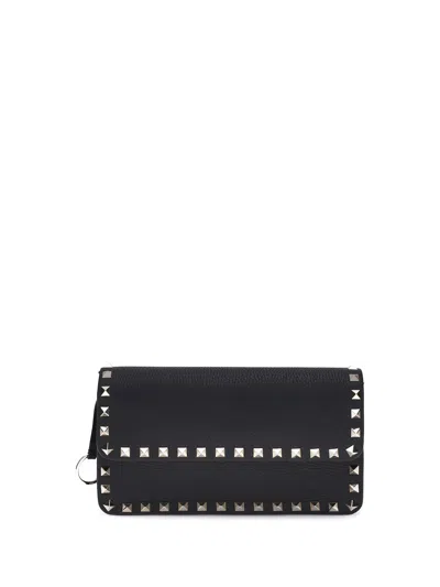 Valentino Garavani Rockstud Chain Wallet In Black