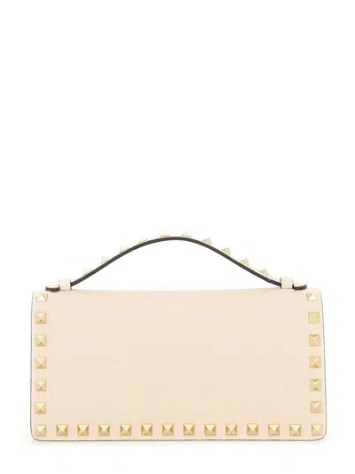 Valentino Garavani Rockstud Chain Wallet In Neutral