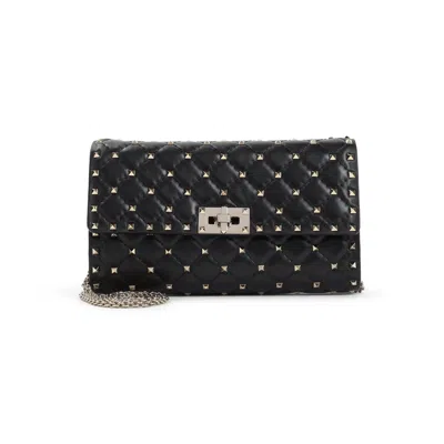 Valentino Garavani Valentino Rockstud Spike Black Leather Shoulder Bag