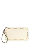 Valentino Ruckstud Wrist-strap Clutch Bag In Neutral