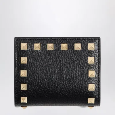 Valentino Garavani Compact Wallet Featuring Studded Texture In Black