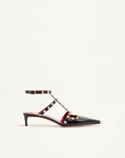 Valentino Garavani Rockstud Court Shoes In Kid Leather 40mm Woman Black 41.5