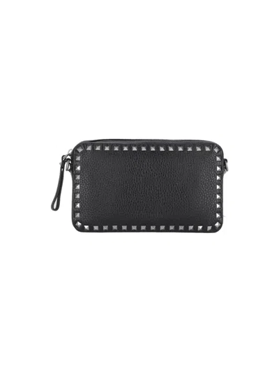Valentino Garavani Black Calf Leather Bos Taurus Shoulder Bag