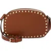 Valentino Rockstud Mini Grainy Leather Crossbody In Brown