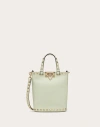 Valentino Garavani Rockstud Crossbody Pouch In Grainy Calfskin Woman Meadow Mist Uni In Green