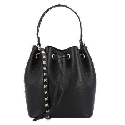 Valentino Garavani Rockstud Drawstring Bucket Bag In Black