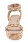 Valentino Garavani Rockstud Espadrille Wedge Sandal In Pink
