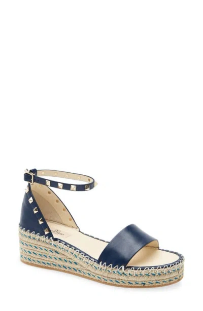 Valentino Garavani Rockstud Espadrille Wedge Sandal In Multi