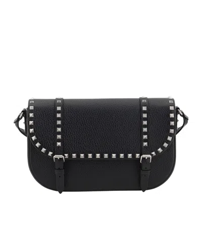 Valentino Garavani Rockstud Foldover Top Shoulder Bag In Black