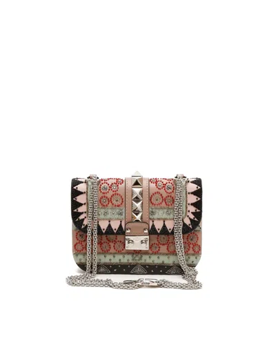 Pre-owned Valentino Garavani Rockstud Glam Lock Beads Bag In Multicolour