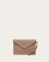 Valentino Garavani Rockstud Grainy Calfskin Pouch Woman Poudre Uni In Neutral