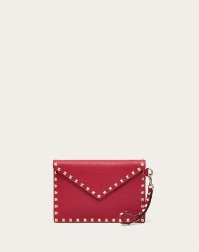 Valentino Garavani Rockstud Grainy Calfskin Pouch Woman Rosso Valentino Uni