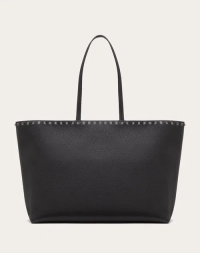 Valentino Garavani Rockstud Grainy Calfskin Tote Bag Woman Black Uni