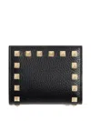 Valentino Garavani Rockstud Grainy Leather Flap Wallet Accessories In Black