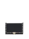 Valentino Rockstud Leather Clutch In Black