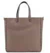 Valentino Men's Double Rockstud Reversible Leather Tote Bag In Brown