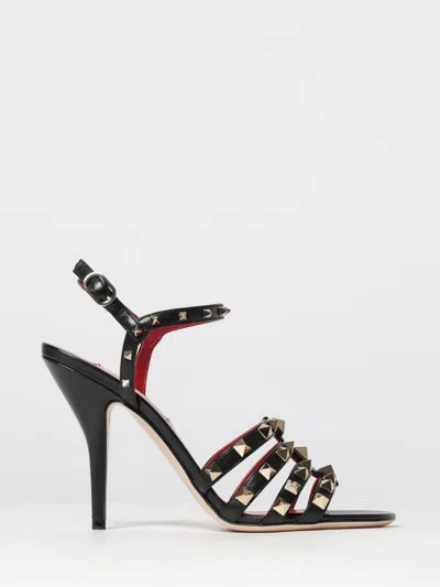 Valentino Garavani Rockstud High-heeled Calf Leather Sandals With Ankle Strap In Black