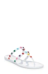 Valentino White Rockstud Rubber Sandals In Bianco/multiclr
