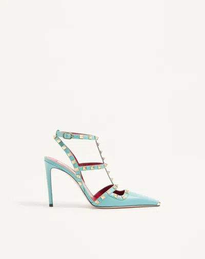 Valentino Garavani Rockstud Kidskin Pumps 100mm Woman Azure 40 In Blue