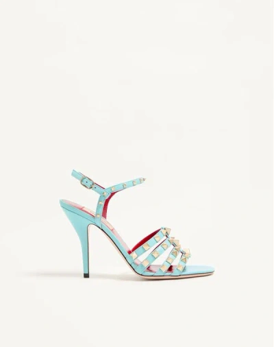 Valentino Garavani Rockstud Kidskin Sandal 100mm Woman Azure 41 In Blue