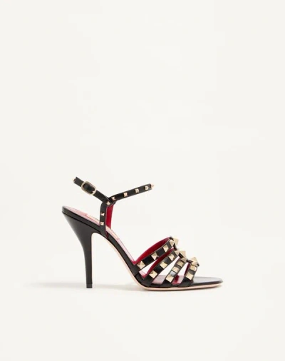 Valentino Garavani Rockstud Kidskin Sandal 100mm Woman Black 41 In Multi