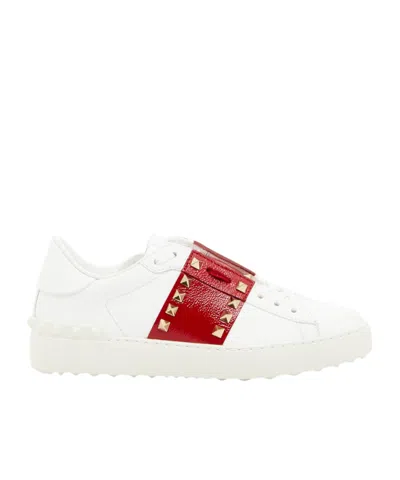 Valentino Garavani Rockstud Lace-up Sneakers In White