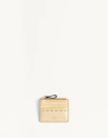 Valentino Garavani Rockstud Laminated Grainy Calfskin Card Holder With Zip Woman Antique Brass Uni In Antique Brass