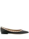 Valentino Two-tone Leather Rockstud Ballerinas In Black