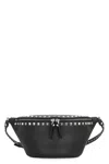 Valentino Pebbled Stud Leather Belt Bag In Black
