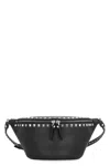 Valentino Pebbled Stud Leather Belt Bag In Black