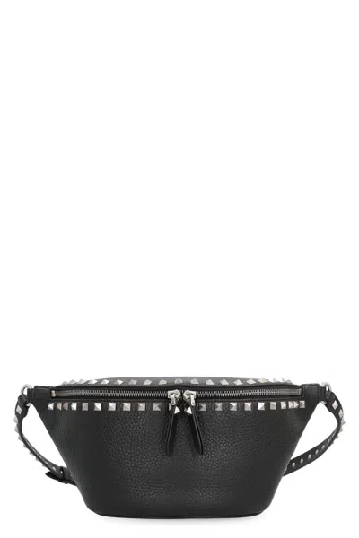 Valentino Garavani Rockstud Leather Belt Bag In Black