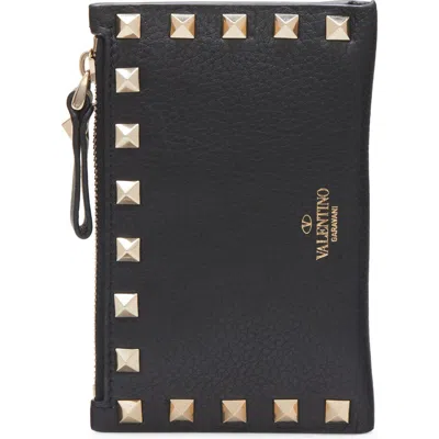 Valentino Garavani Rockstud Leather Bifold Wallet In Gray