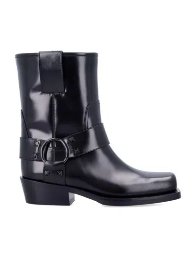 Valentino Garavani Rockstud Leather Biker Ankle Boots