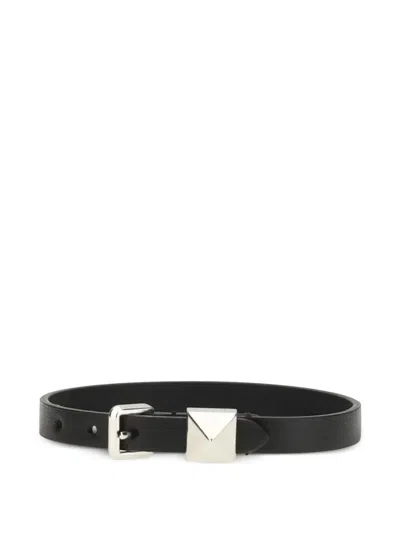 Valentino Garavani Rockstud Leather Bracelet In Black