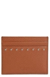Valentino Vlogo Signature Leather Card Holder In Saddle