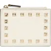 Valentino Garavani Rockstud Leather Coin Card Case In Light Ivory