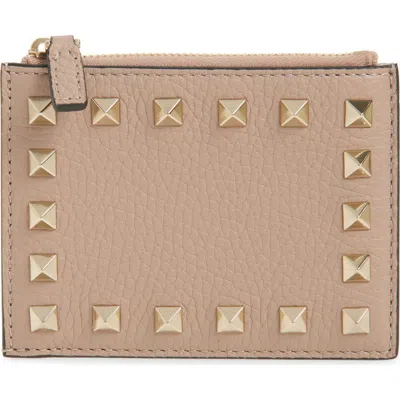 Valentino Garavani Rockstud Leather Coin Card Case In Pattern