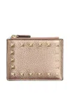 Valentino Rockstud Leather Coin Purse In Brown