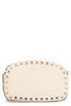 Valentino Borsa A Tracolla Rockstud In Pelle Avorio  Donna In Neutral