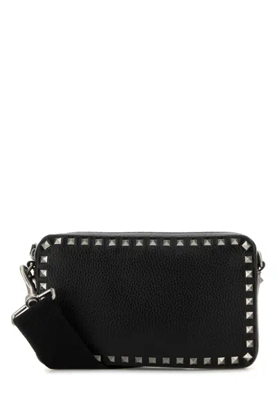 Valentino Garavani Rockstud Leather Crossbody Handbag, 24 X 14.5 X 6 Cm In Black