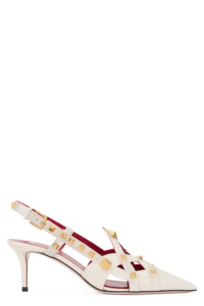Valentino Garavani Rockstud Leather Décolleté With Back Strap Stiletto Heel In Multi