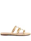 Valentino Garavani Rockstud Laminated Nappa Slide Sandal Woman Antique Brass 41